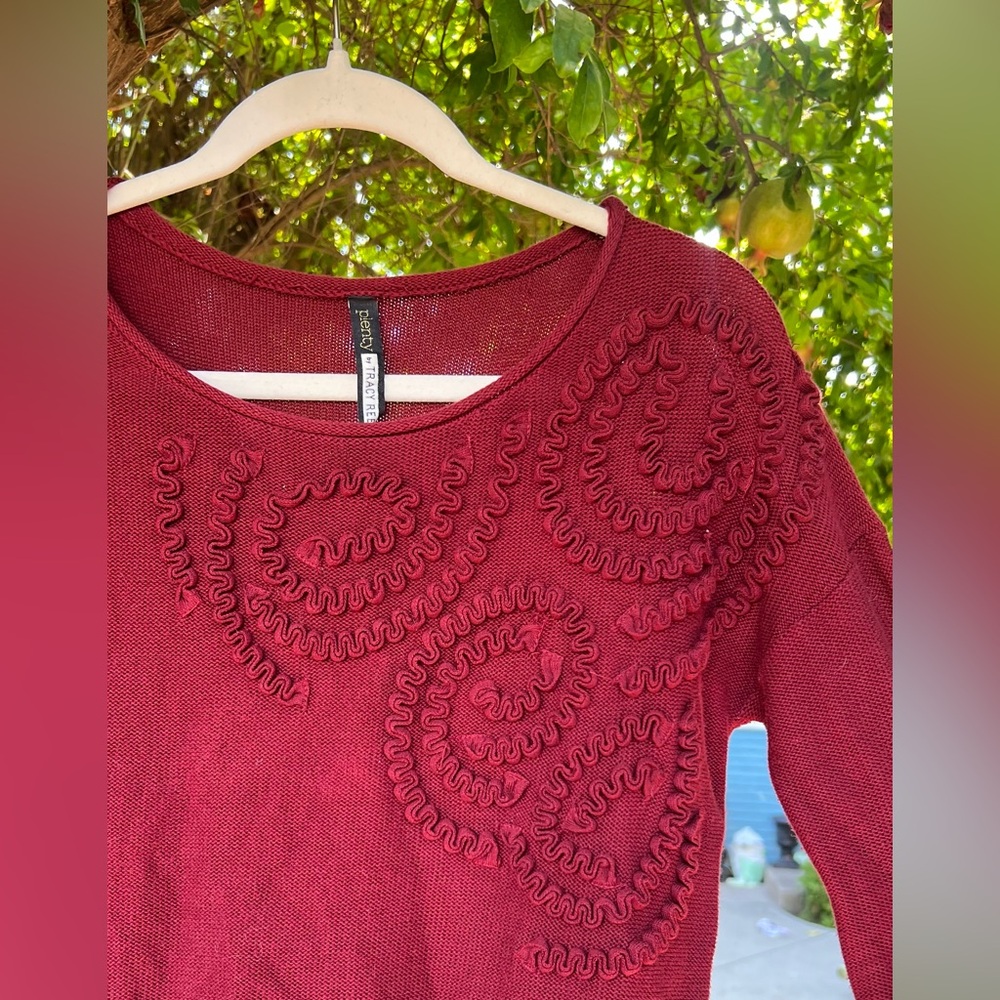 Anthropologie Tracy Reese Rich Burgundy Knit Sweater - Picture 4 of 6